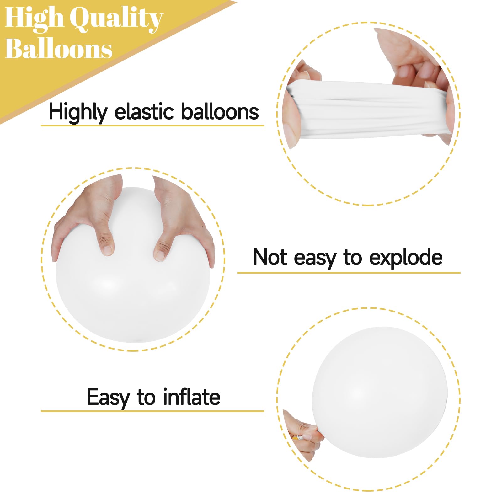 KUULBELA 68Pcs Sand White & Gold Confetti Balloons Kit – 12 Inch Balloons with Ribbons for Weddings & Celebrations