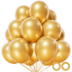 KUULBELA 110pcs Metallic Gold Balloons – 12 inch Latex, Includes 2 Ribbons
