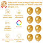 KUULBELA 110pcs Metallic Gold Balloons – 12 inch Latex, Includes 2 Ribbons