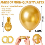 KUULBELA 110pcs Metallic Gold Balloons – 12 inch Latex, Includes 2 Ribbons