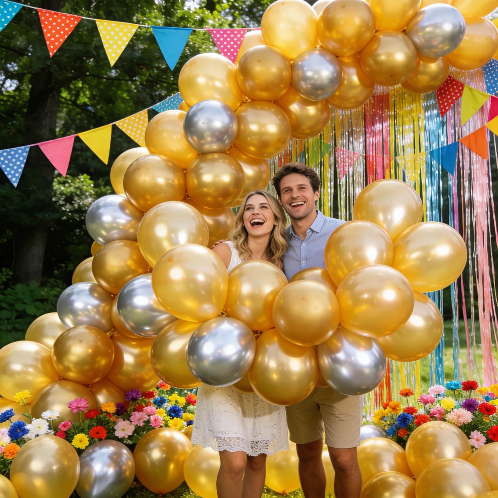 KUULBELA 110pcs Metallic Gold Balloons – 12 inch Latex, Includes 2 Ribbons
