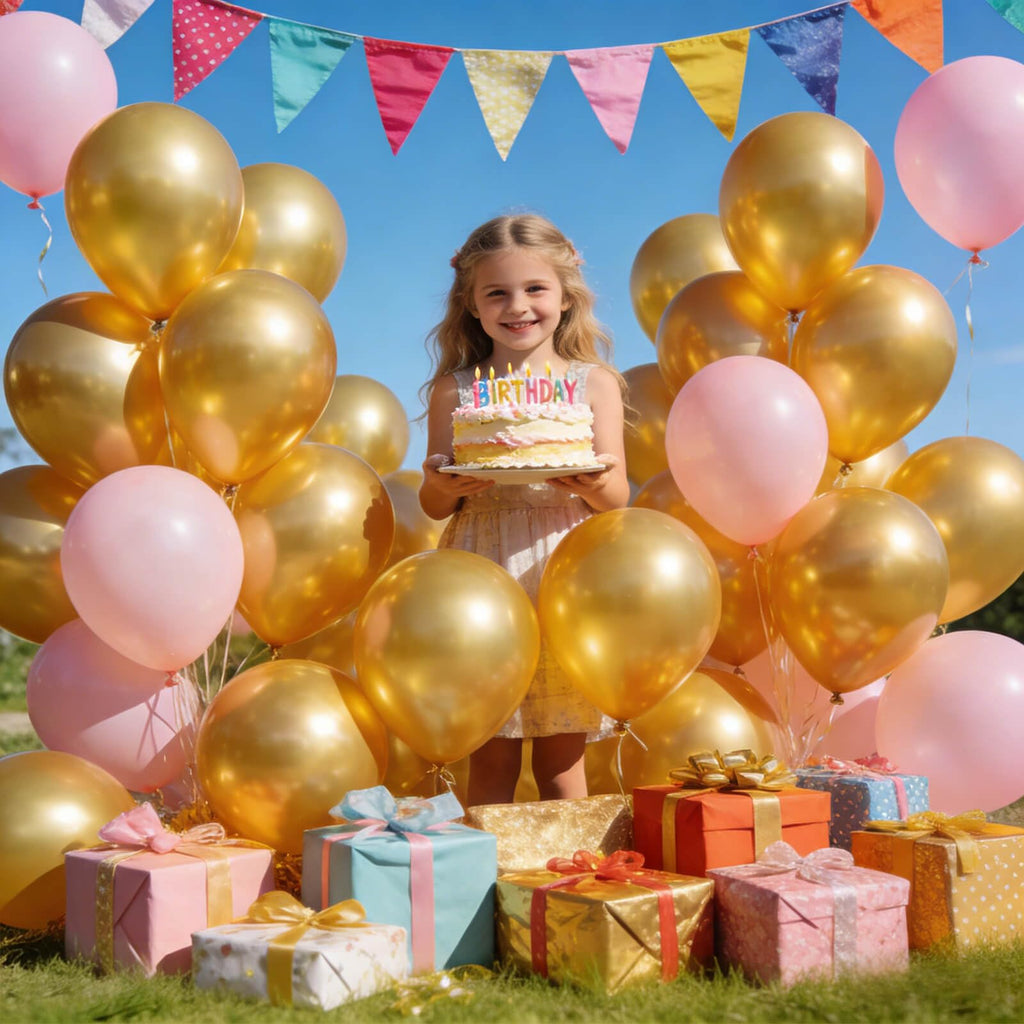 KUULBELA 110pcs Metallic Gold Balloons – 12 inch Latex, Includes 2 Ribbons