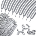 KUULBELA 100Pcs 260 Balloons – Metallic Silver Long Balloons for Creative Balloon Animals & Party Decor