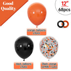 KUULBELA 68-Piece Black & Orange Balloons Set | Reusable 12-Inch Party Decor for Halloween & Graduation
