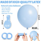KUULBELA 110pcs Pastel Blue Balloons 12 Inch with 2 Ribbons – Party Decor Pack