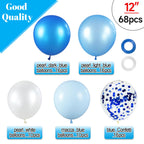 KUULBELA 68Pcs Blue and White Balloons Kit – 12 Inch Confetti & Pearl Balloons for Parties