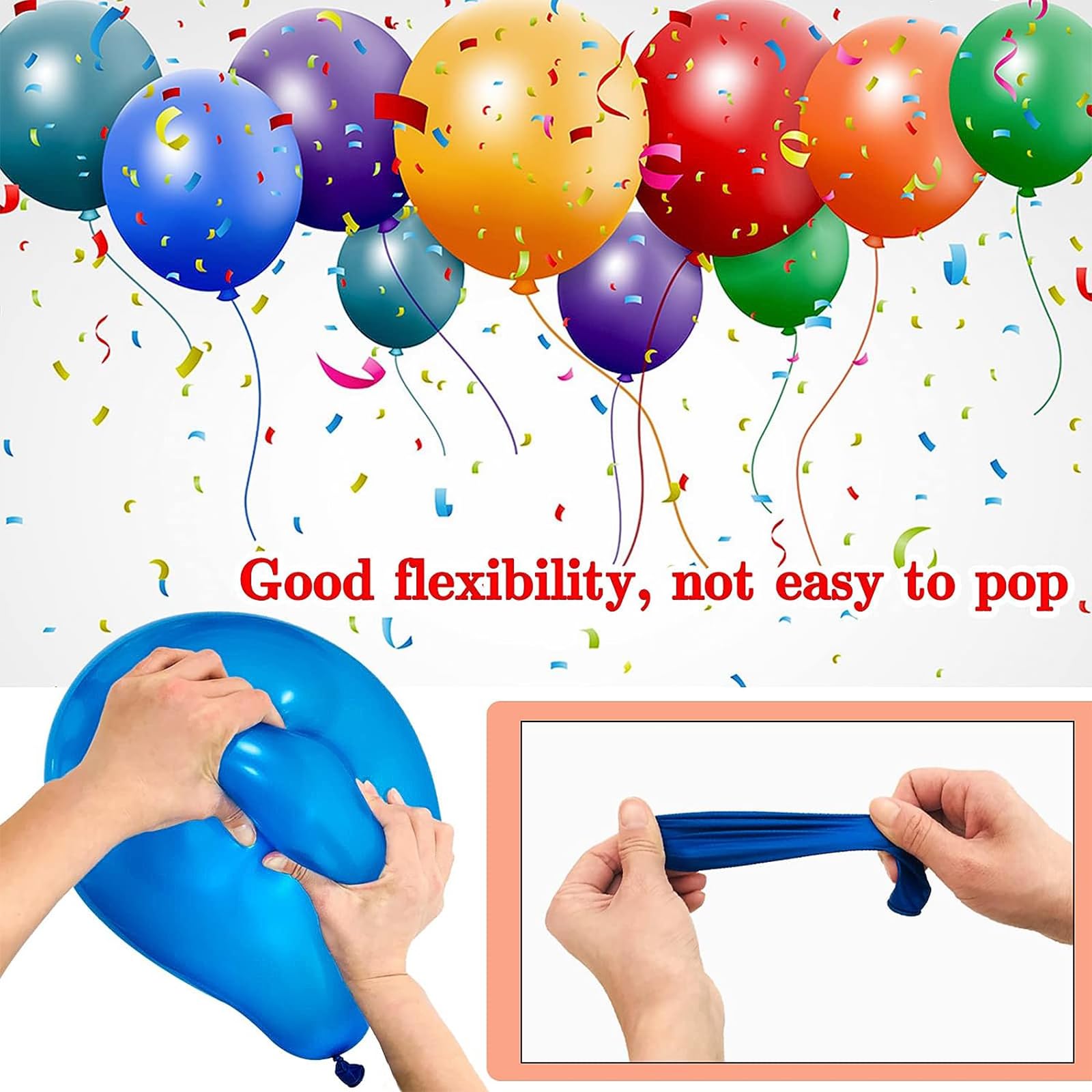 KUULBELA 68Pcs Blue and White Balloons Kit – 12 Inch Confetti & Pearl Balloons for Parties