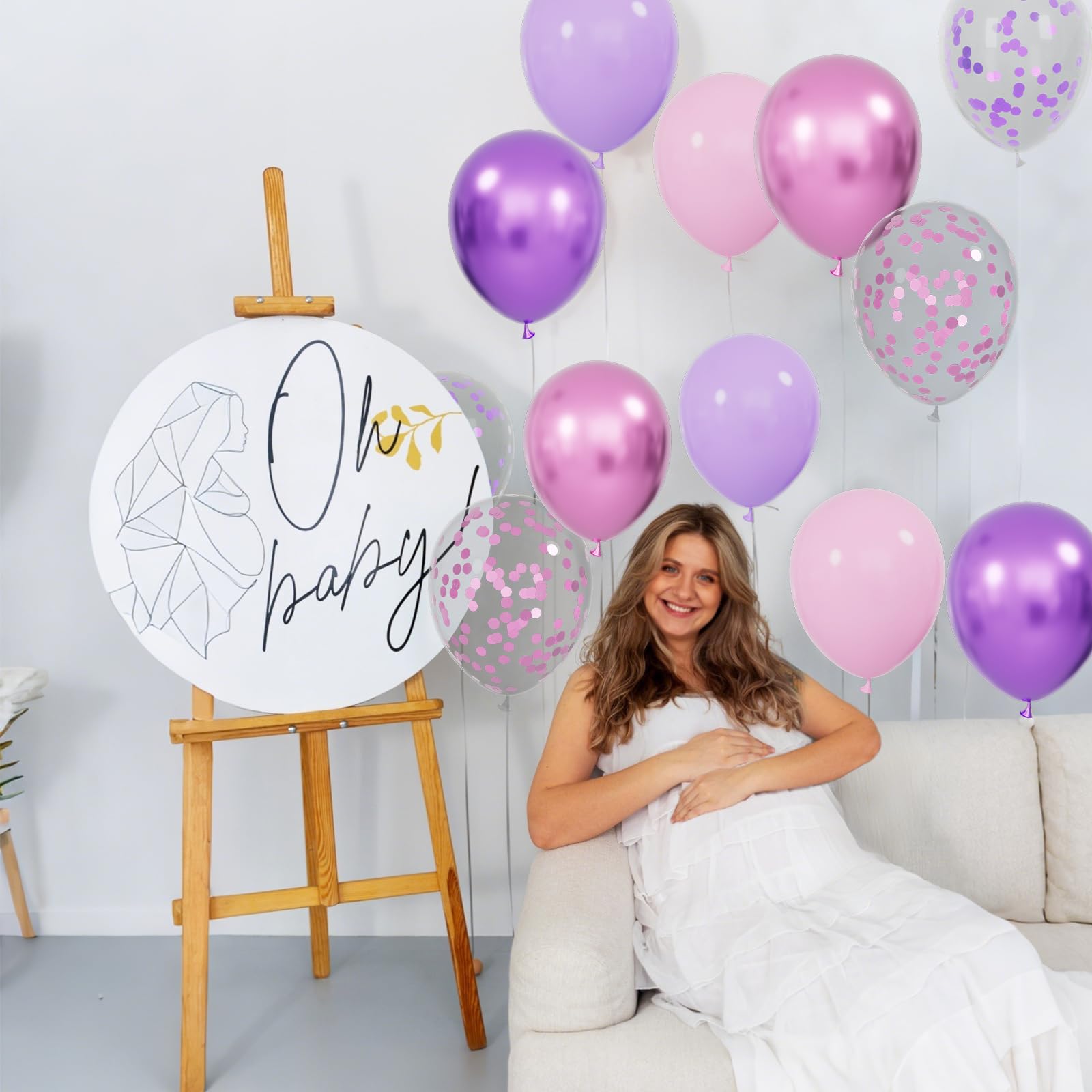 KUULBELA 68Pcs Pink & Purple Balloon Set – 12 Inch Latex Confetti Balloons for Weddings & Parties