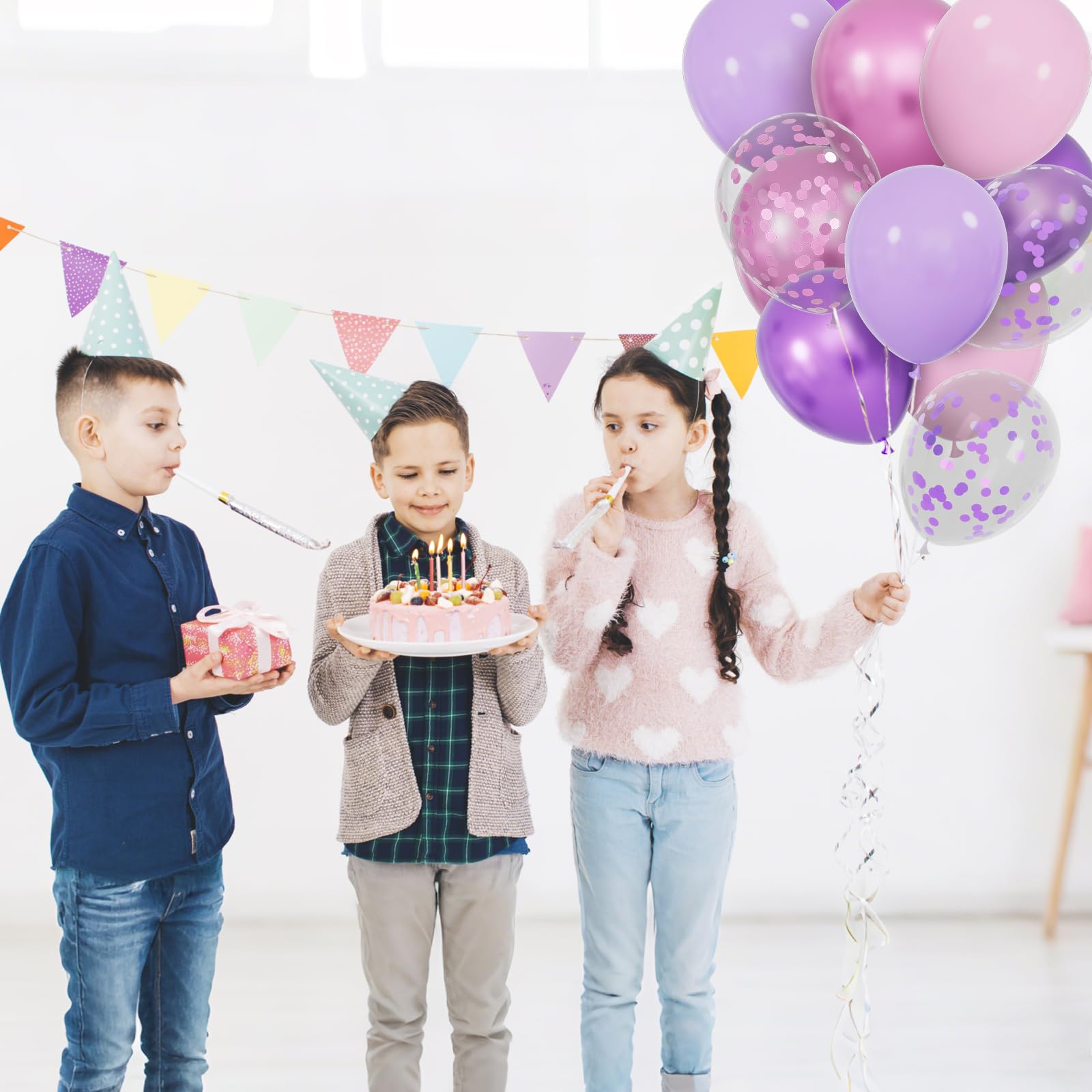 KUULBELA 68Pcs Pink & Purple Balloon Set – 12 Inch Latex Confetti Balloons for Weddings & Parties
