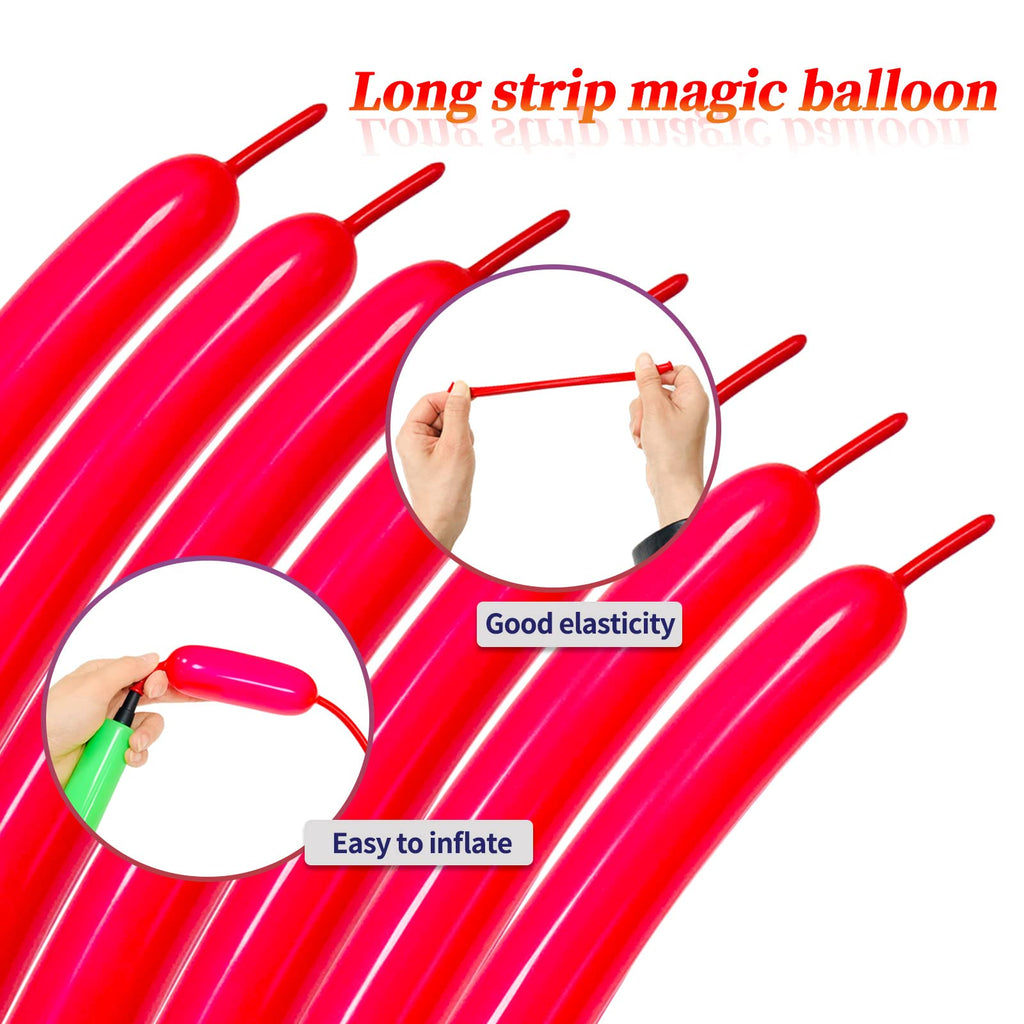 KUULBELA 100pcs Red 260 Balloons – Thick Latex, Long Twisting for Animal Shapes & Parties