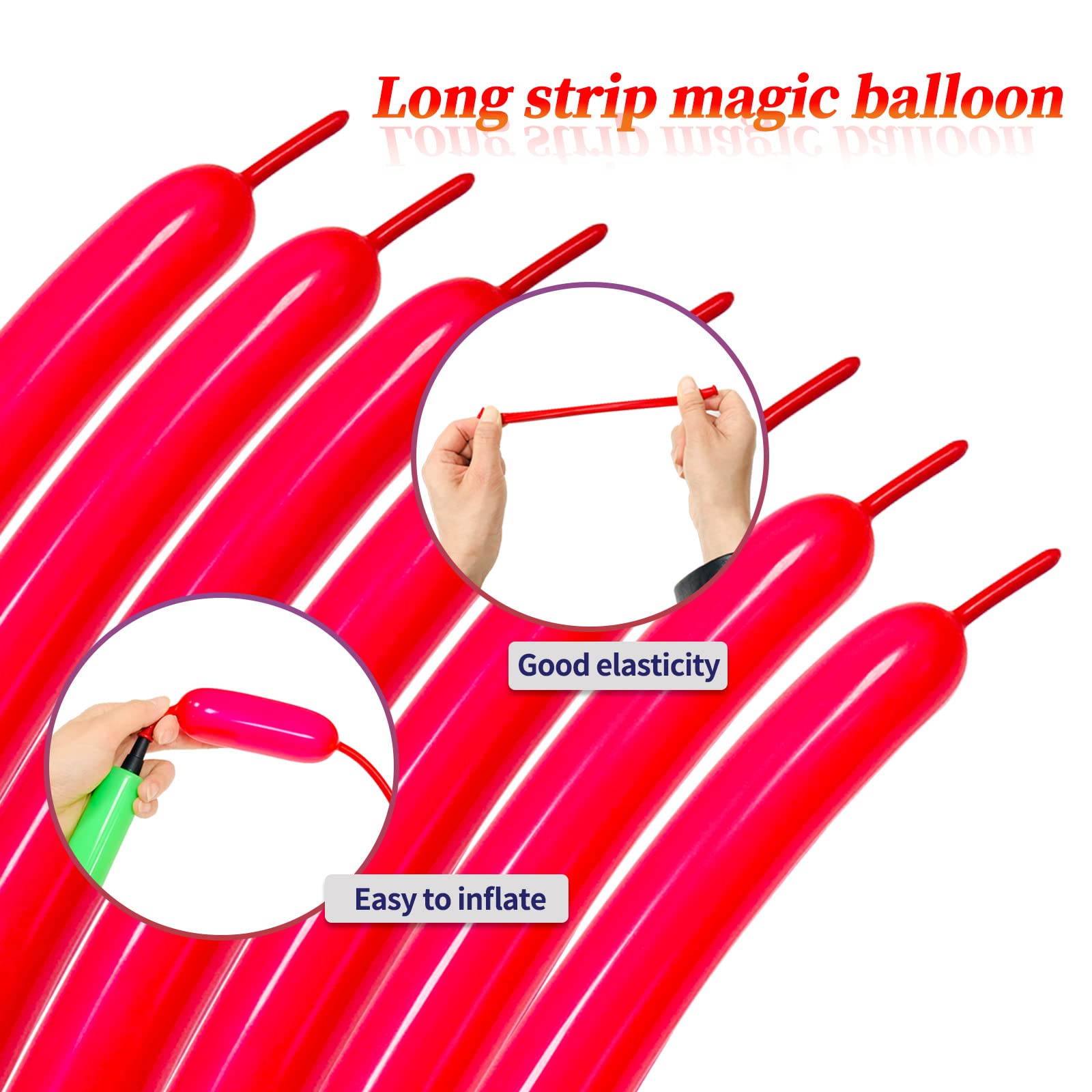 KUULBELA 100pcs Red 260 Balloons – Thick Latex, Long Twisting for Animal Shapes & Parties