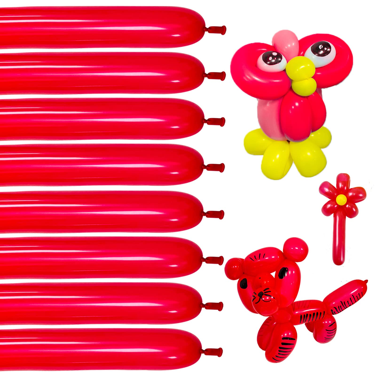 KUULBELA 100pcs Red 260 Balloons – Thick Latex, Long Twisting for Animal Shapes & Parties