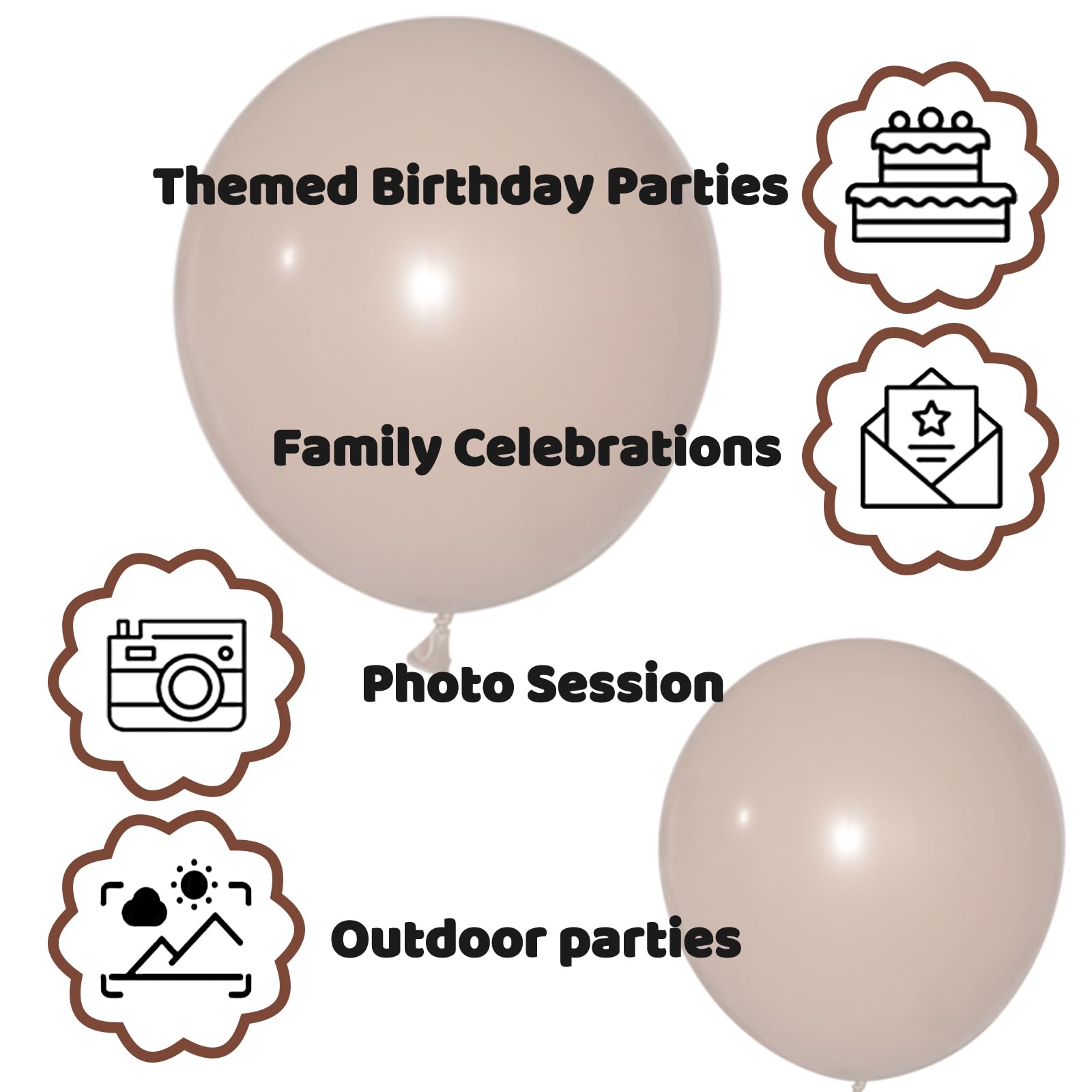 KUULBELA 110pcs Brown 12-Inch Latex Balloons | Birthday Party, Baby Shower, Wedding Decor