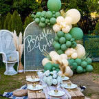 KUULBELA 110Pcs Dark Sage Green Balloons – 12 inch Latex Party Balloons with Ribbons