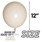 KUULBELA 110pcs Sand White Balloons – 12in Latex Party Balloons with 2 Ribbons