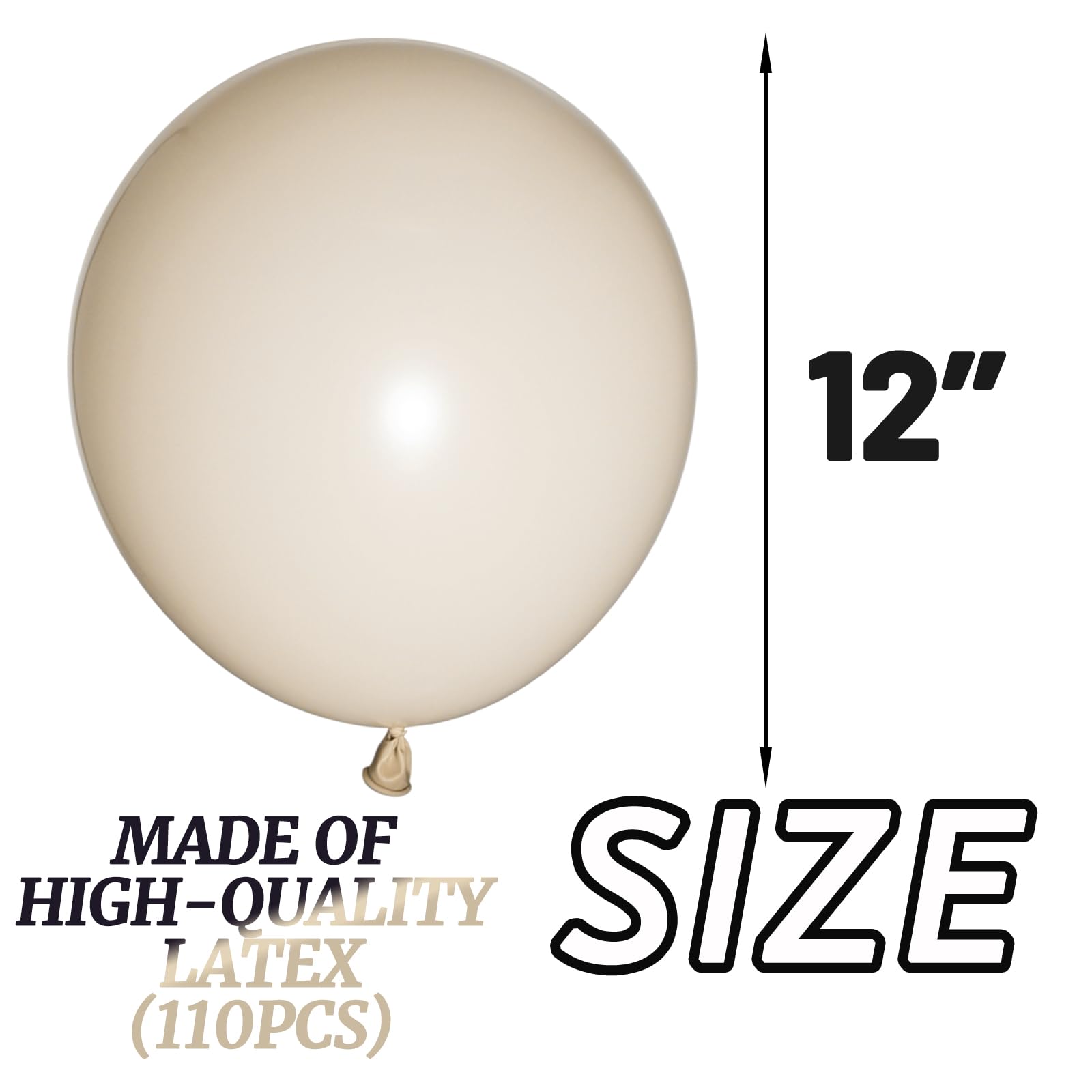 KUULBELA 110pcs Sand White Balloons – 12in Latex Party Balloons with 2 Ribbons