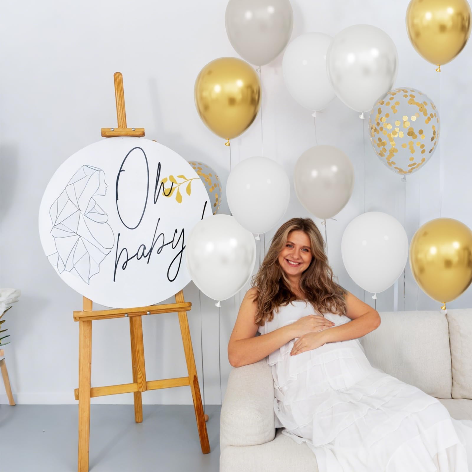 KUULBELA 68Pcs Sand White & Gold Confetti Balloons Kit – 12 Inch Balloons with Ribbons for Weddings & Celebrations