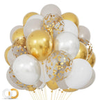 KUULBELA 68Pcs Sand White & Gold Confetti Balloons Kit – 12 Inch Balloons with Ribbons for Weddings & Celebrations