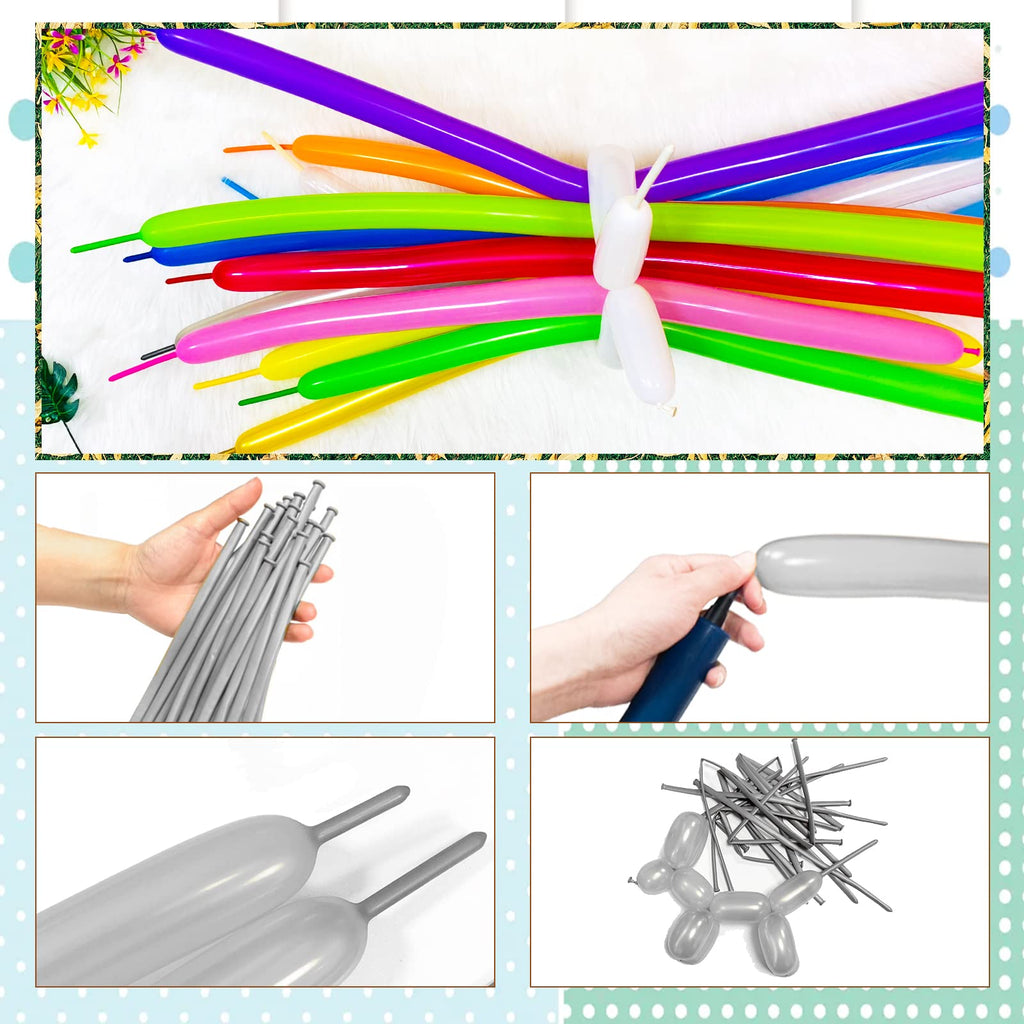 KUULBELA 260 Balloons 100 pcs – Skinny Silver Latex Balloons for Weddings & Parties