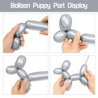 KUULBELA 100Pcs 260 Balloons – Metallic Silver Long Balloons for Creative Balloon Animals & Party Decor