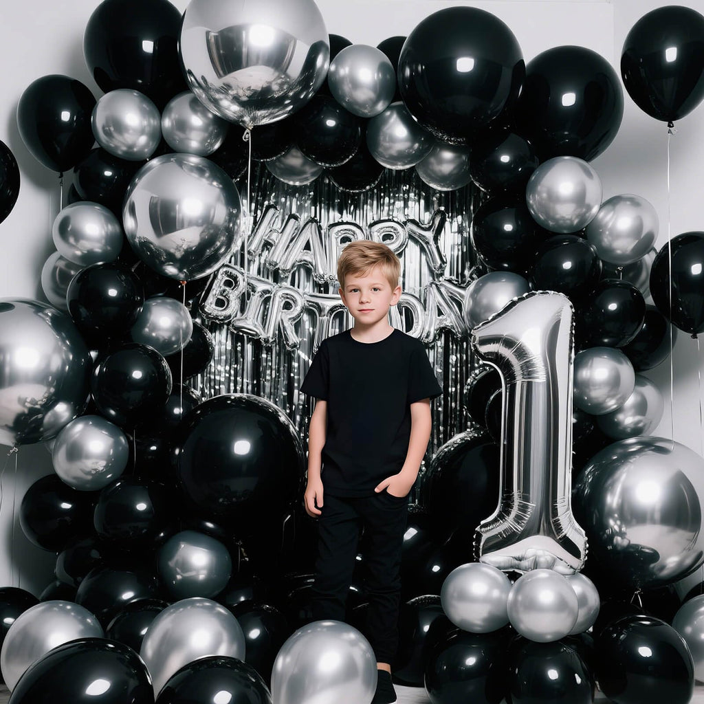 KUULBELA 110pcs Black Balloons 12-Inch | Latex Balloons with 2 Ribbons for Party Decor