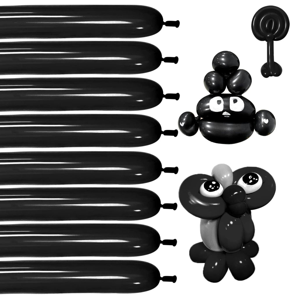KUULBELA Thickening Latex 260q Black Balloons — 100pcs for Balloon Animals & Party Decor