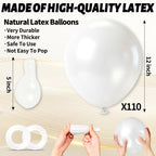 KUULBELA 110pcs Pearl White Balloons 12in with 2 Ribbons – Thickened Latex Party Decor