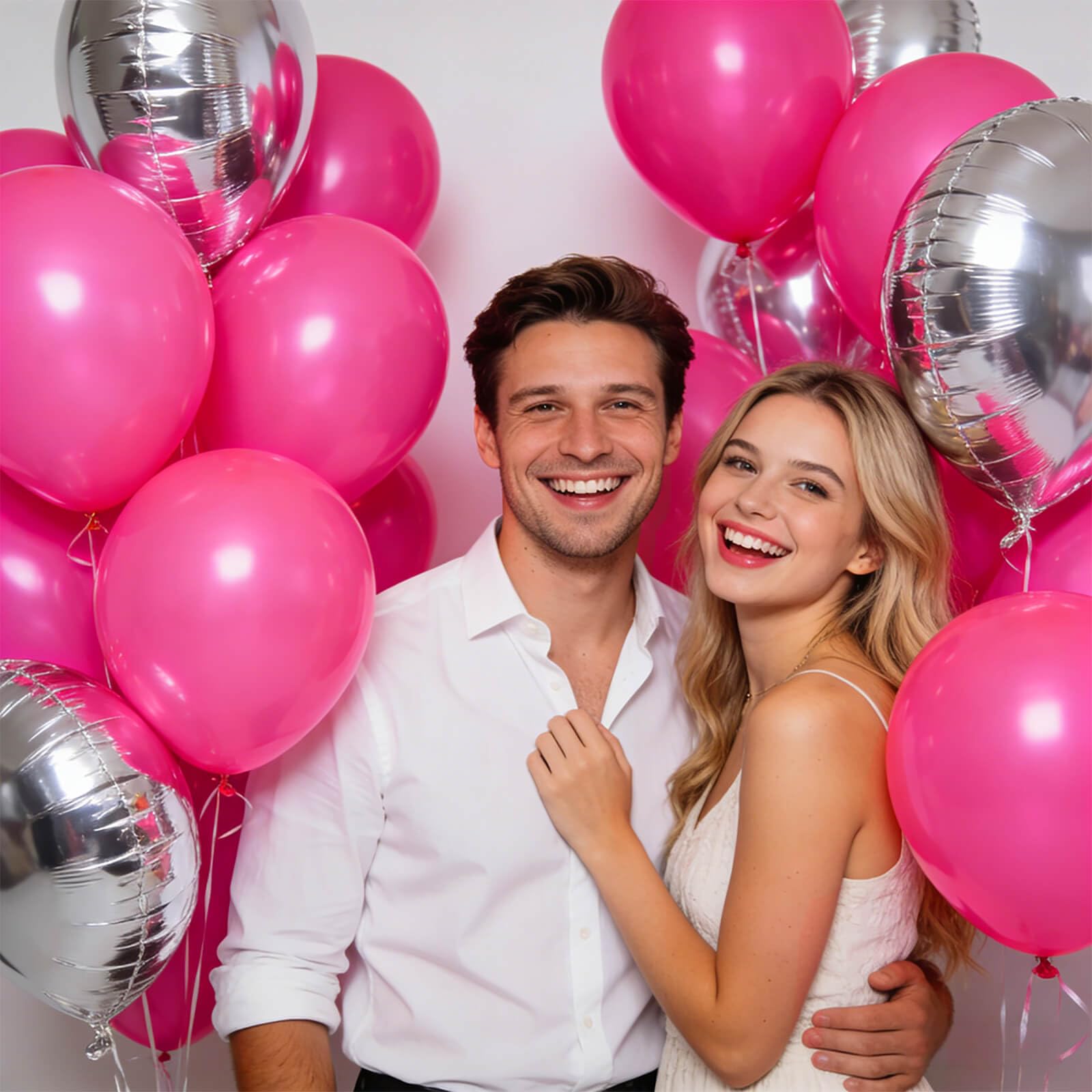 KUULBELA 110pcs Hot Pink Balloons - 12in Latex Party Balloons for Birthday, Baby Shower, Wedding (2 Ribbons Included)