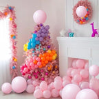 KUULBELA 110-Piece Light Pink Balloons 12in | Latex Balloons with 2 Ribbons