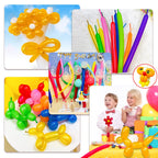 KUULBELA Gold 260Q Thickened Shine Latex Balloons – Long Skinny Balloons for Balloon Animals, Garlands, Weddings & Kids’ Parties