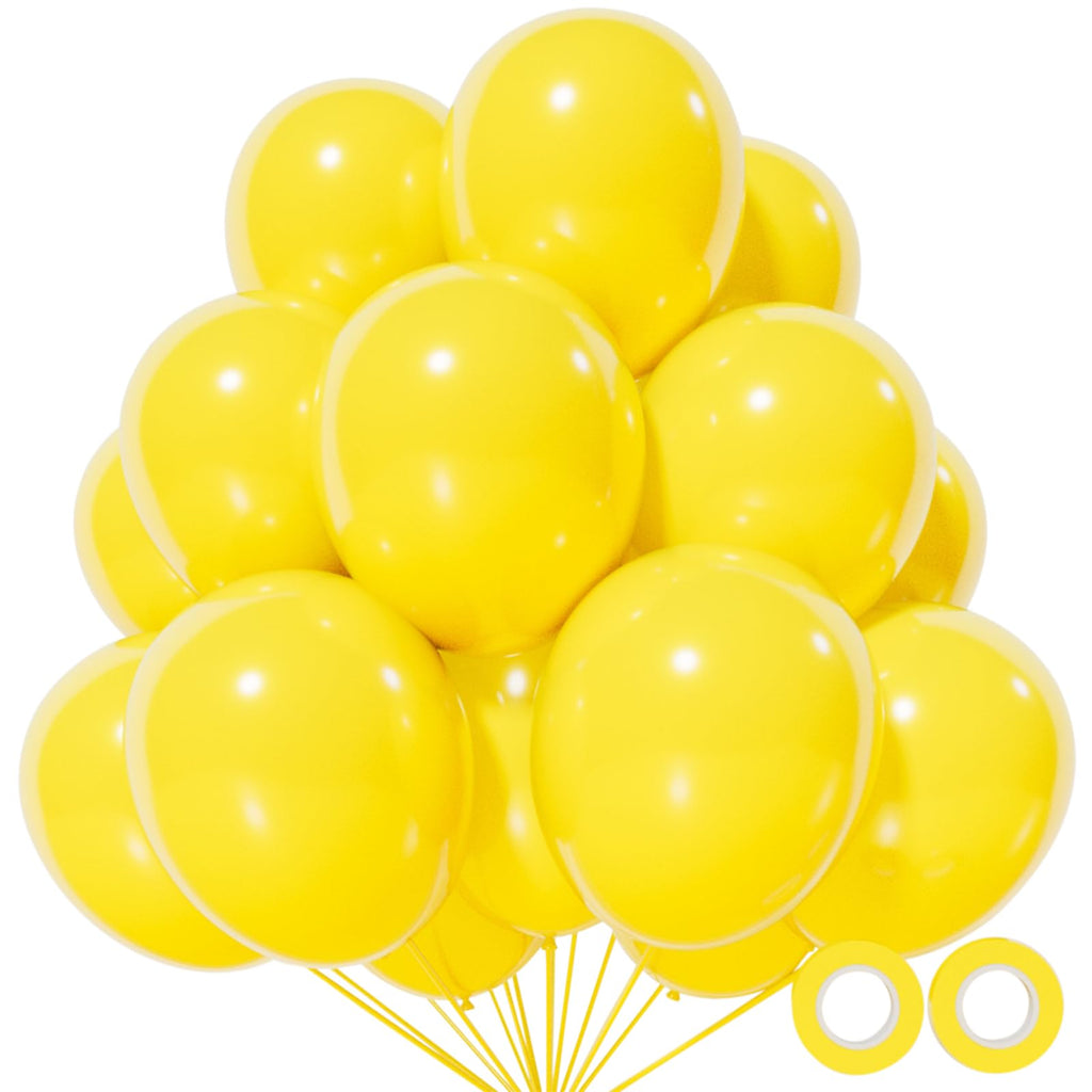 KUULBELA 110pcs Yellow Balloons 12 Inch – Latex Party Decorations with Ribbons