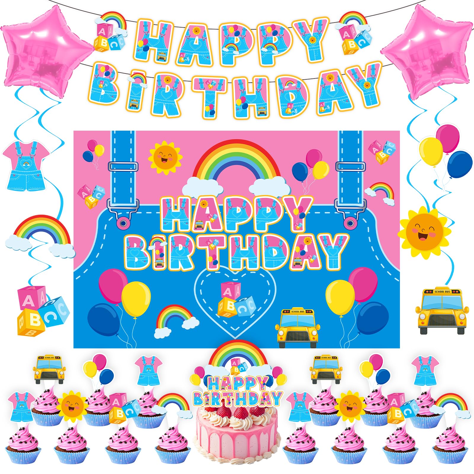 KZXAXHIU Rachel Girls Birthday Party Decoration Set | Cartoon Teachers Theme for Kids