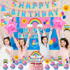KZXAXHIU Rachel Girls Birthday Party Decoration Set | Cartoon Teachers Theme for Kids