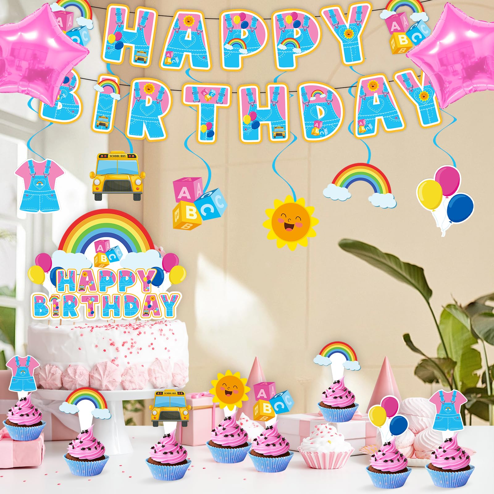 KZXAXHIU Rachel Girls Birthday Party Decoration Set | Cartoon Teachers Theme for Kids