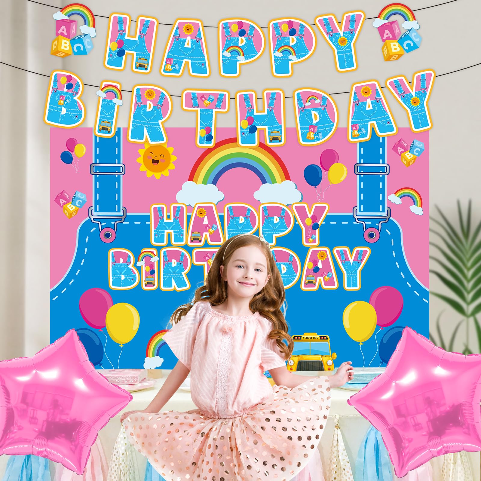 KZXAXHIU Rachel Girls Birthday Party Decoration Set | Cartoon Teachers Theme for Kids