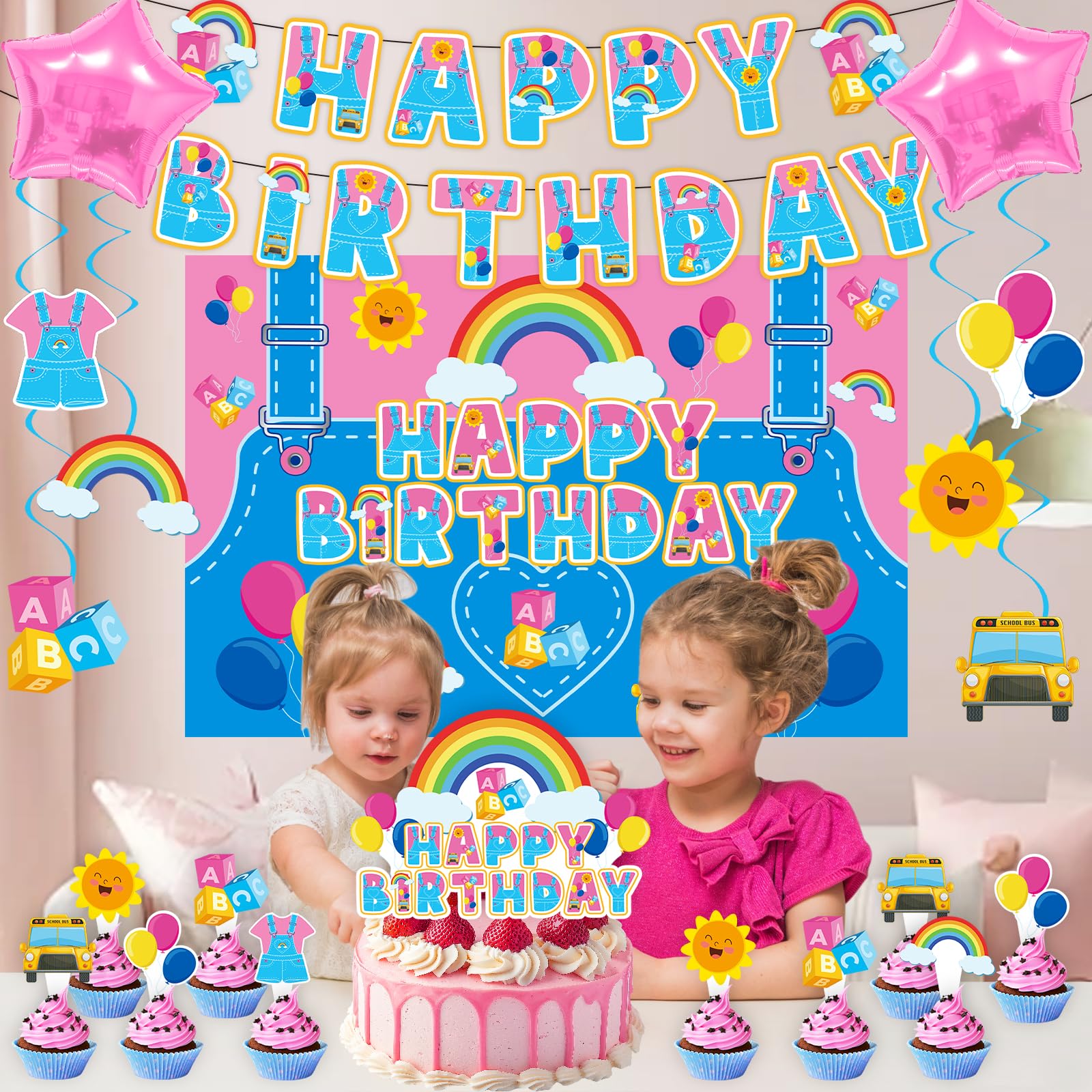 KZXAXHIU Rachel Girls Birthday Party Decoration Set | Cartoon Teachers Theme for Kids