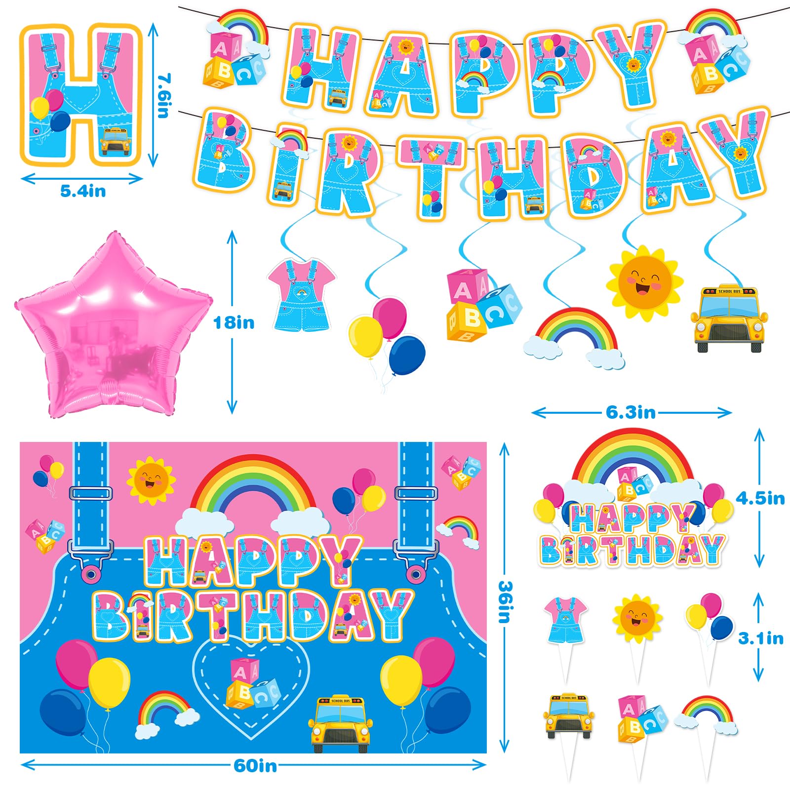 KZXAXHIU Rachel Girls Birthday Party Decoration Set | Cartoon Teachers Theme for Kids