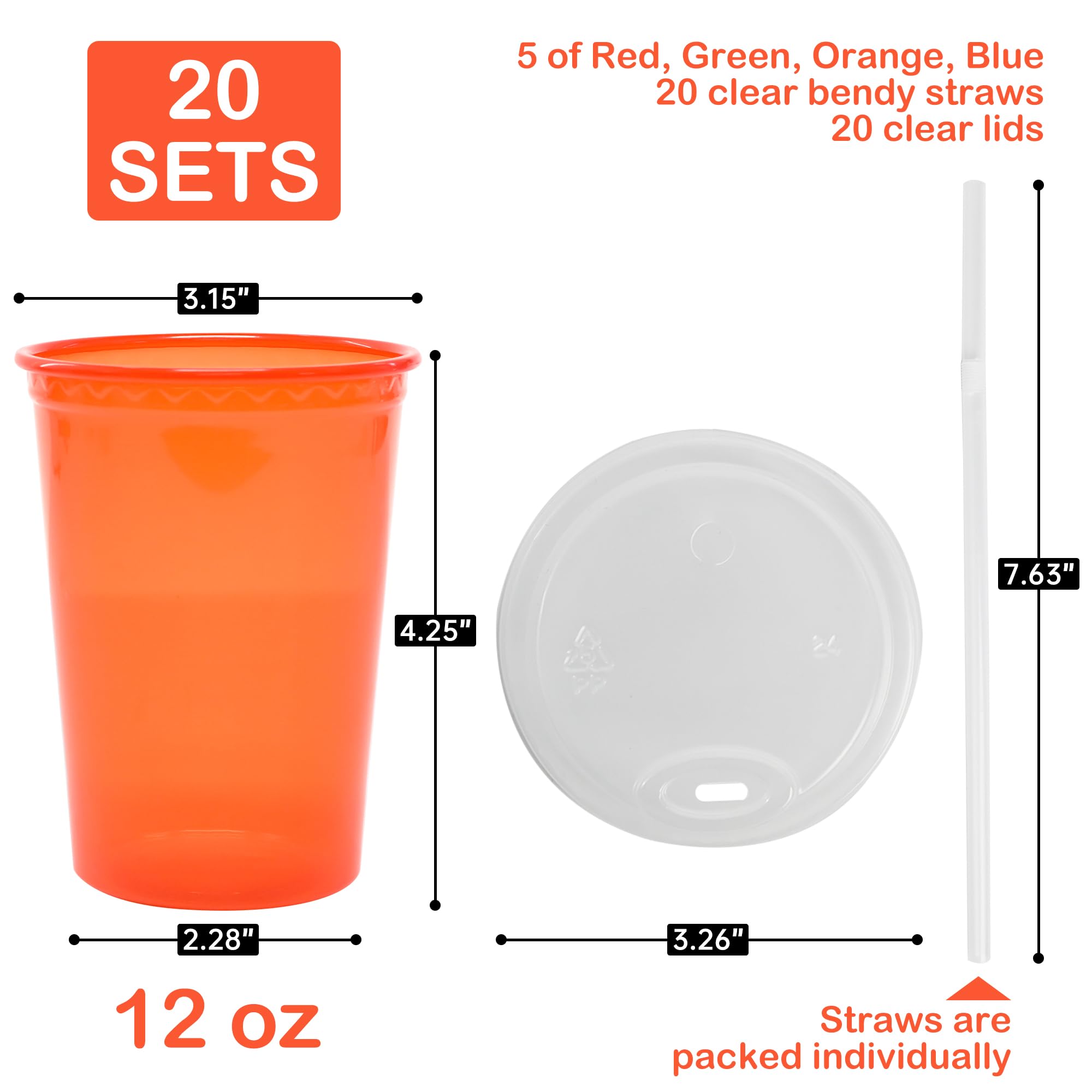 L LIKED 12oz Kids Sippy Cups – 20 Count, 4 Colors, Spill-Proof, BPA-Free, Reusable