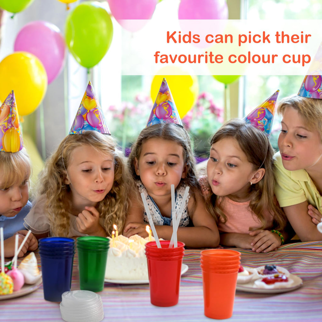 L LIKED 12oz Kids Sippy Cups – 20 Count, 4 Colors, Spill-Proof, BPA-Free, Reusable