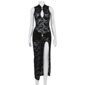 Chic Lace Cut-Out Evening Dress