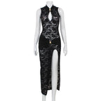 Chic Lace Cut-Out Evening Dress