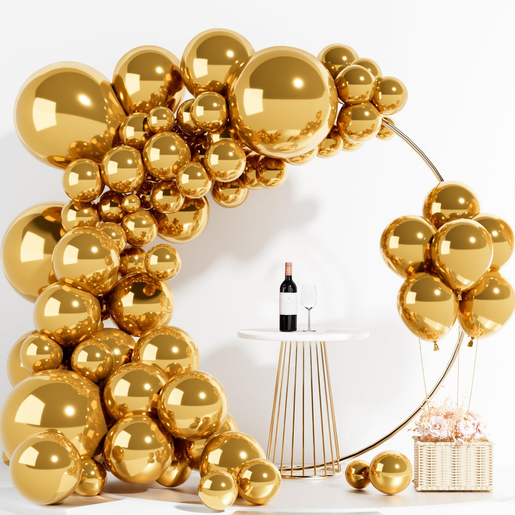 Labeol Metallic Gold Balloons Kit – 139 Pcs Chrome Gold Balloon Garland Arch (18/12/10/5 in)