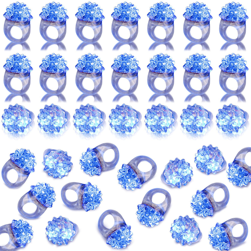 LACGO 60 PCS Halloween LED Flashing Bumpy Rings – Blue Light Jelly Glow Party Favors