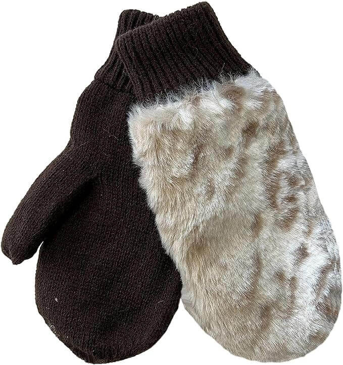 Sock Stack Ladies Faux Fur Winter Ski Hat With Ear Flaps And Matching Mittens Set Ideal