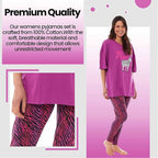 Daisy Dreamer Ladies Oversized Cotton T Shirt And Leggings PJ Set With Giraffe And Zebra