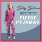 Daisy Dreamer Ladies Hooded Fleece Onesie Pyjamas With Horse Print Zipper Front Elastic