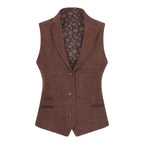 WS-12 - Women's Tweed Suit Blazer Trousers Waistcoat Herringbone Wool Rust Brown