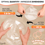 Lagarto Clear Balloons for Stuffing – 12 Pack, 20in Transparent TPU Glossy Bubble Balloons