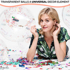 Lagarto Clear Balloons for Stuffing – 12 Pack, 20in Transparent TPU Glossy Bubble Balloons