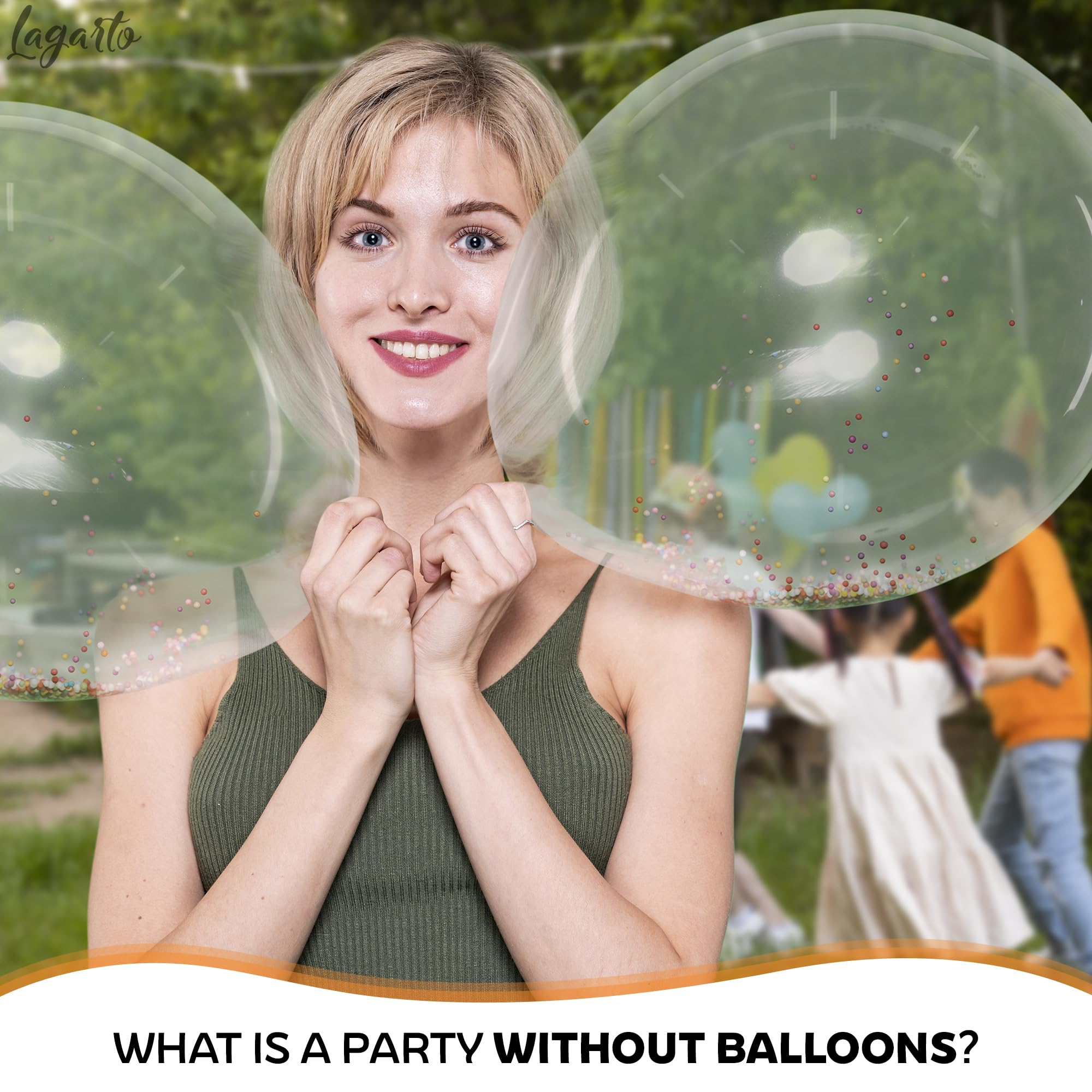 Lagarto Clear Balloons for Stuffing – 12 Pack, 20in Transparent TPU Glossy Bubble Balloons